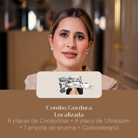 Combo Gordura Localizada 8 placas de Criolipólise + 8 placa de Ultrassom + 1 ampola de enzima + Carboxterapia