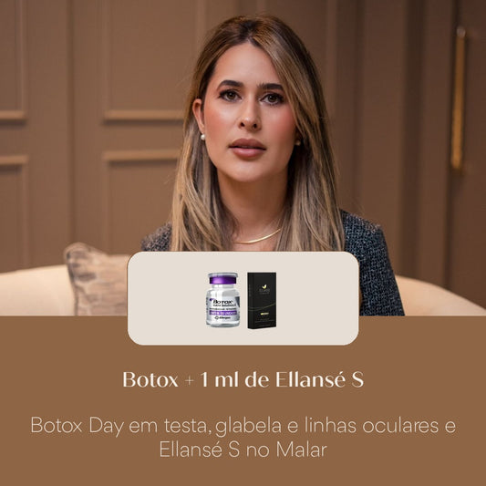 Botox + 1 ml de Ellansé S Botox Day em testa, glabela e linhas oculares e Ellansé S no Malar