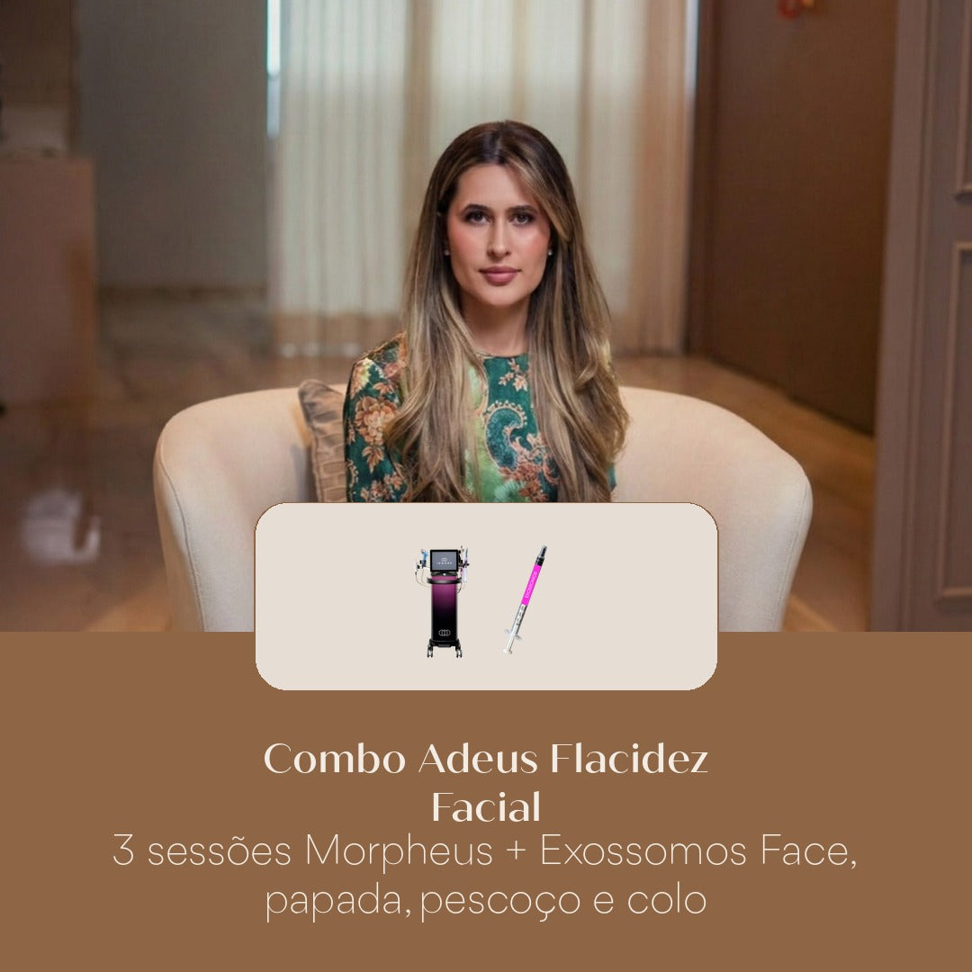 Combo Adeus Flacidez Facial 3 sessões Morpheus + Exossomos Face, papada, pescoço e colo