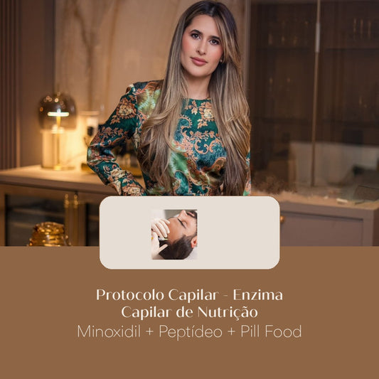 Protocolo Capilar - Enzima Capilar de Nutrição Minoxidil + Peptídeo + Pill Food