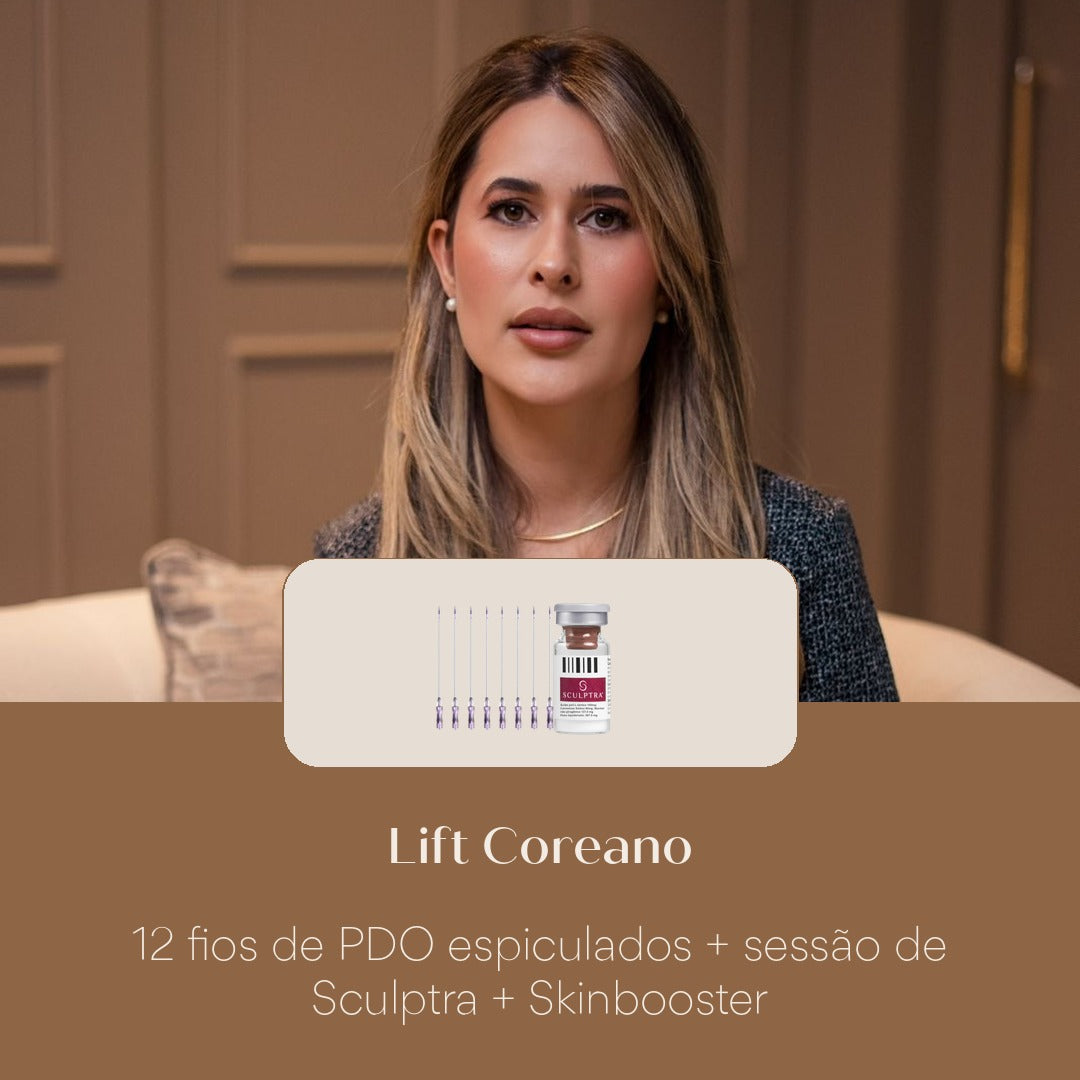 Lift Coreano 12 fios de PDO espiculados + sessão de Sculptra + Skinbooster